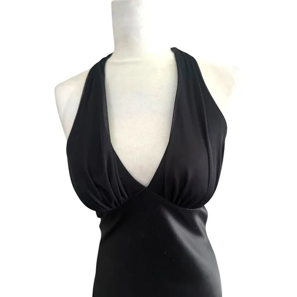 Vintage BMoss‎ Dress Black Midi Halter Dress 6 Babydoll Y2K Whimsigoth Goth Hoco - Image 4