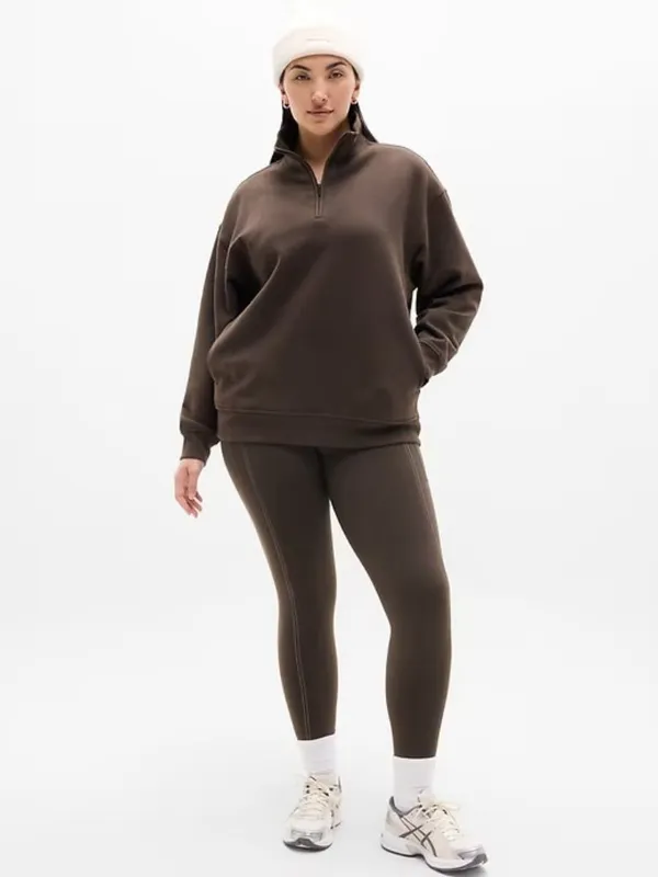 New Athleta XL Forever Fleece 1/4 Zip Sweatshirt Truffle X-Large Regular - Image 4