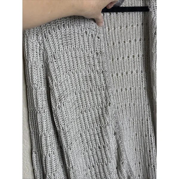 Chicos 3 US XL Silver Grey Open Front Sweater Knit Cardigan Career Travel Preppy - Image 3