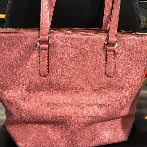 Pink Kate Spade Tote Bag with Pink Lining zip closure - Image 2
