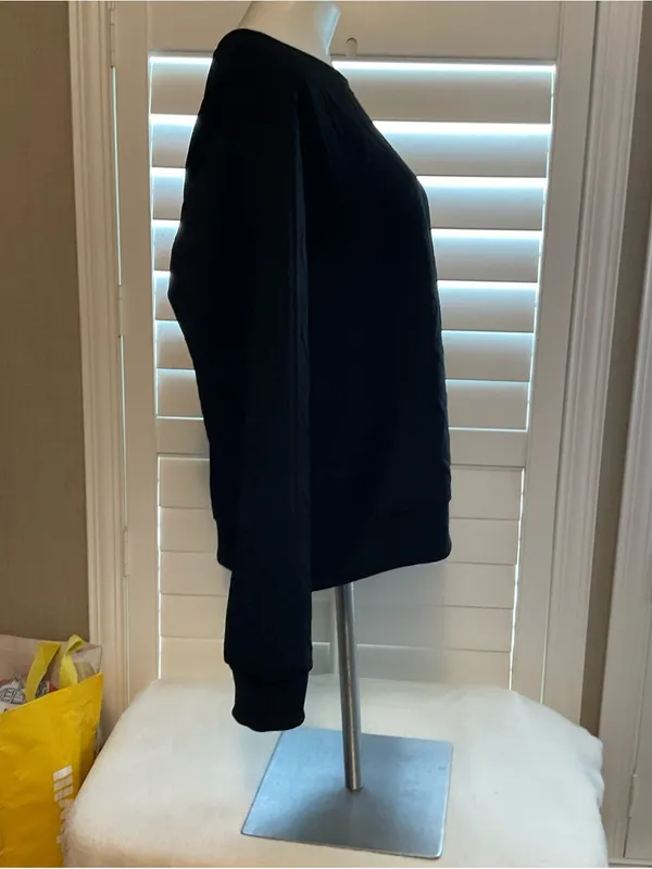 Women's Black Quilted Crewneck Sweatshirt - Image 2