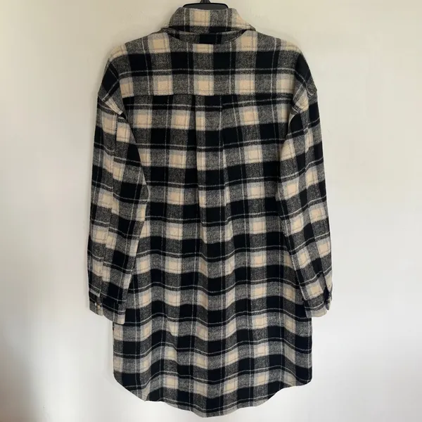 Mystree Women Black White Plaid Shacket Wool Blend Long‎ Shirt Jacket Size Small - Image 10