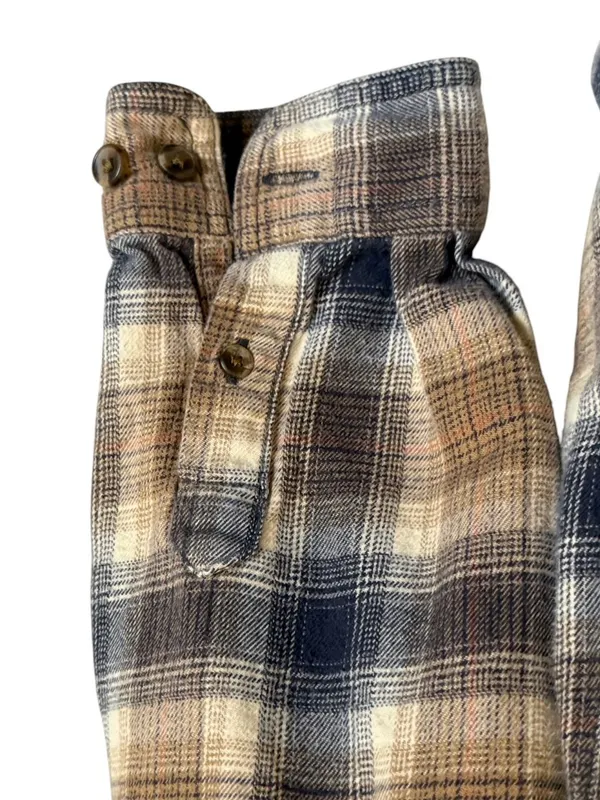 Carhartt Women’s L 12/14 Hooded Plaid Flannel Shirt Brown Blue Button Front - Image 7