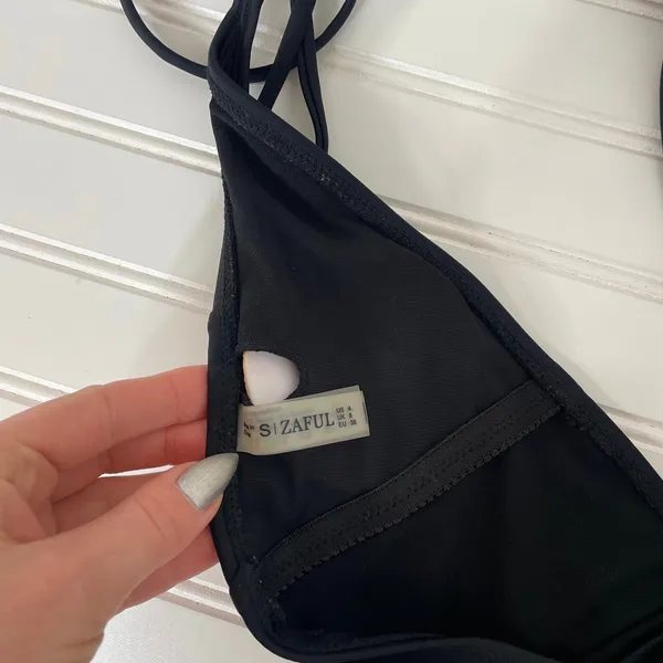 Zaful Black Plunged Neck Halter High Cut One Piece Swimsuit Size 4 - Image 5