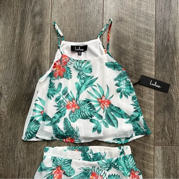 Lulu’s Evadne White and Teal Tropical Print Two-Piece Maxi Dress NWT Size XS - Image 7