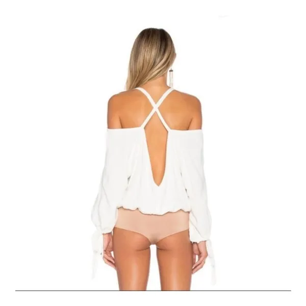 For Love & Lemons V-Neck White Womens Bodysuit Size Small - Image 8