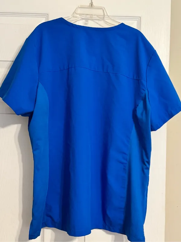 Women’s Momentum by Maevn Royal Blue Mock Wrap Stretch Scrub Top 5002 Size XL - Image 3