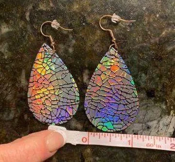 Handmade Teardrop Earrings Iridescence - Image 5