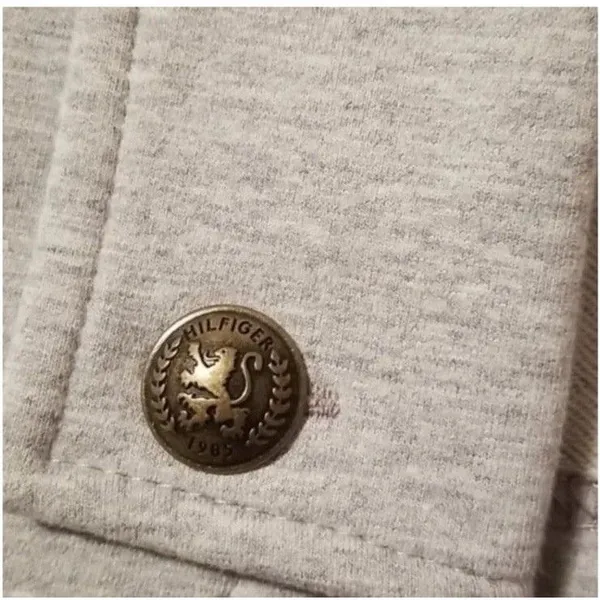 Tommy Hilfiger Gray Military Jacket Button Front Pockets Short Coat Size L/G - Image 4