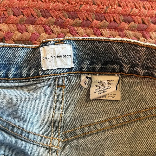 Vintage Original Calvin Klein Double Stone Cut Off Jean Shorts - Image 2