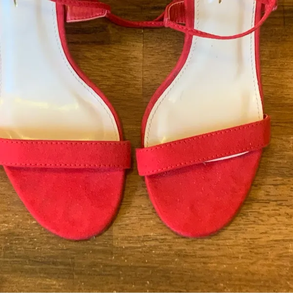 Lulus All the Applause Red Suede Lace-up heels. Women’s size 8 ankle ties formal - Image 4