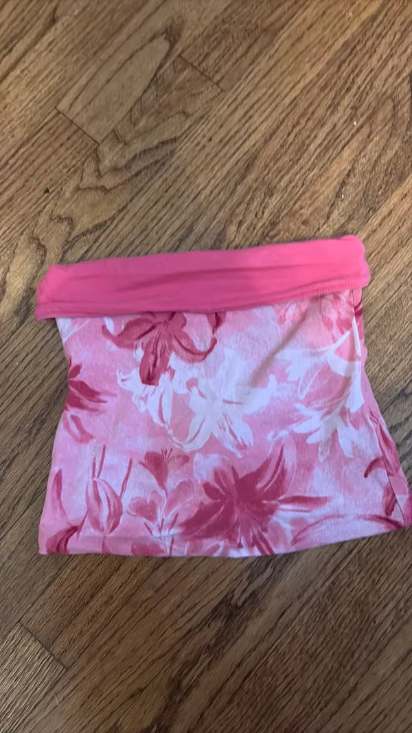 Reversible Hollister Tube Top hot pink hibiscs - Image 2
