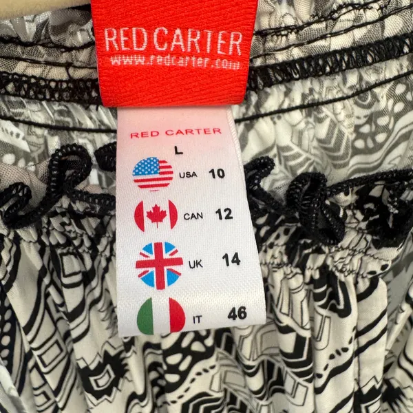 Red Carter Black White Geometric‎ Tribal Tassel Halter Maxi Dress US Large Boho - Image 10