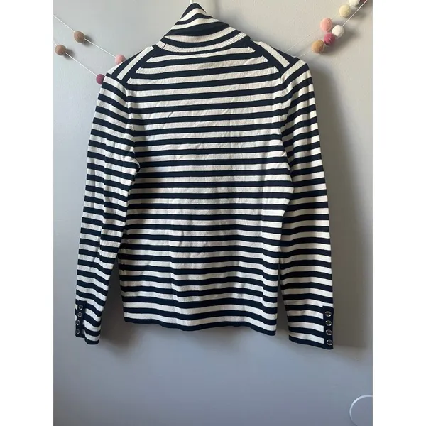Tommy Hilfiger Black and White Stripe Funnel Neck Long Sleeve Top - Image 5