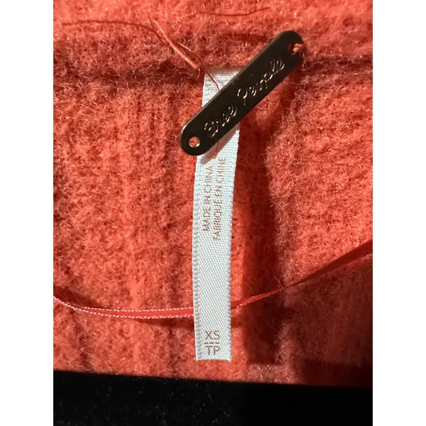 Free People Sloane Women's Coral Ribbed‎ Puff Sleeve Cropped Cardigan Top - Image 4