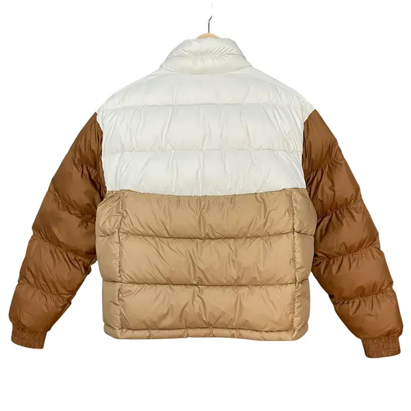Columbia Pike Lake II Cropped Insulated Jacket Omni-Heat Puffer Coat Brown White - Image 6