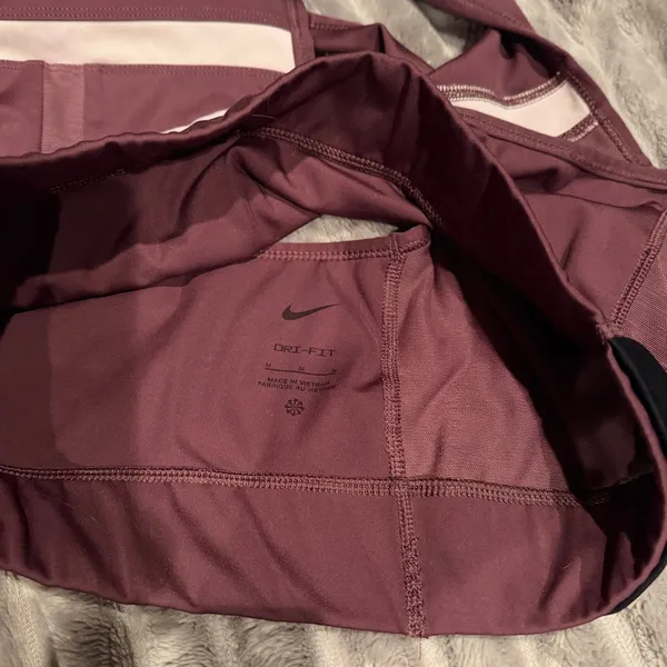 Nike Dri-FIT‎ High-Neck "RUN" Sports Bra - Maroon/Burgundy, Size Medium - Image 5