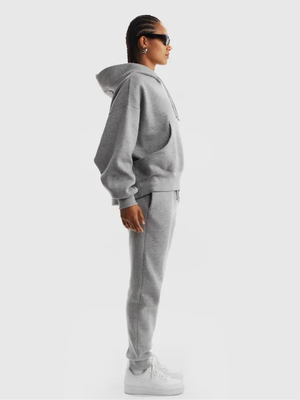 Nike Gray Crewneck Hoodie with White Swoosh Size Small - Image 8