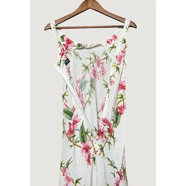 Puanani Floral Sheath Dress Women Small White Pink Excellent Hawaii Resortwear - Image 3