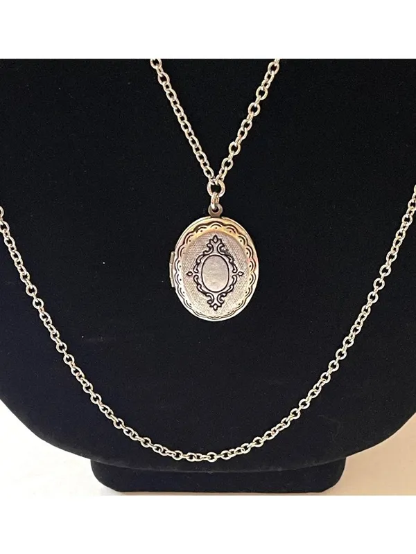 American Eagle Two Silver Strand Locket Pendant Vintage Y2K Deadstock NLM - Image 2
