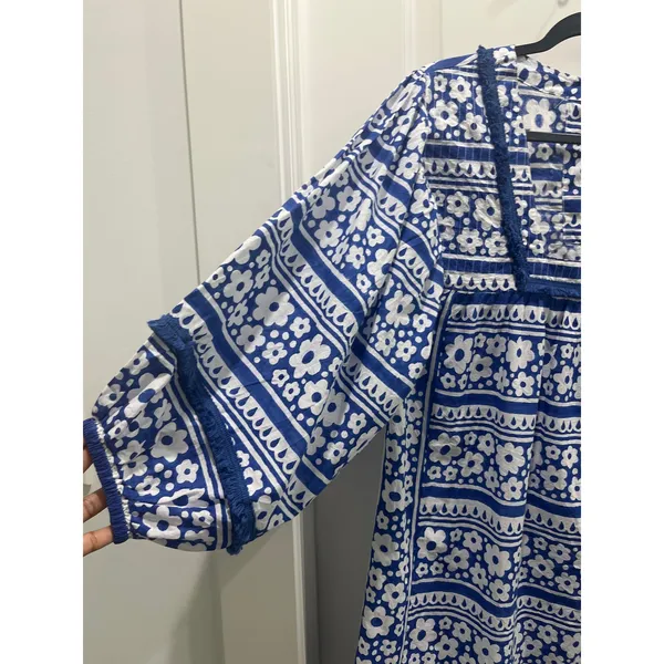 NWT Tuckernuck Tnuck Tunic Petal Paradise Blue & White Mini Dress Sz M - Image 4