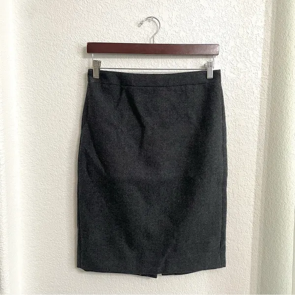 J Crew Womens Skirt Gray Grey Wool No2 Pencil Lined Back Slit Size 2 - Image 2