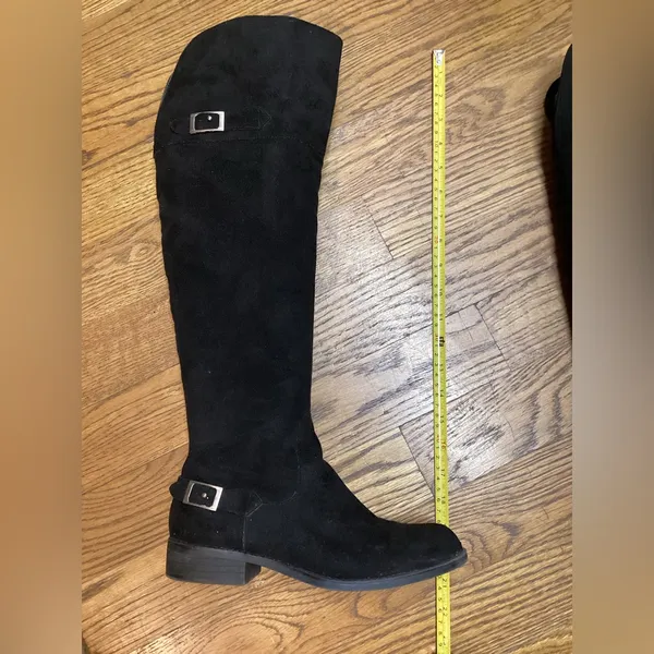 Suede over the knee boots. Black. Size 8 - Image 2