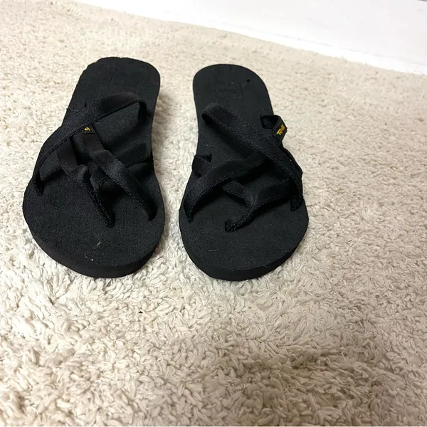 Teva Black Sandals with Yellow Logo - Image 3