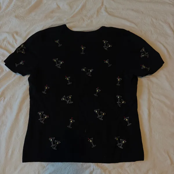 Lily Stanhope Vintage Martini Knit Tee Black Size XL - Image 5