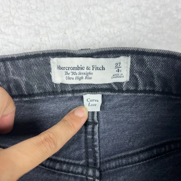 Abercrombie & Fitch 90s Straight Ultra High Rise Curve Love Jeans 27 4R Black - Image 2