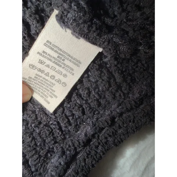 Free People Black‎ Chunky Knit V-Neck Batwing Sleeve Oversized Sweater Small - Image 3