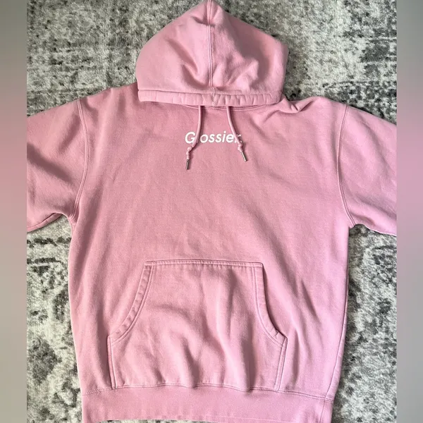 Glossier Original Pink Hoodie Size M - Image 2