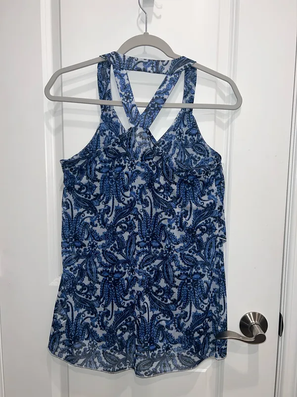Studio Y Women's Sleeveless Paisley Sheer Summer Tank Top Size Large - Image 2