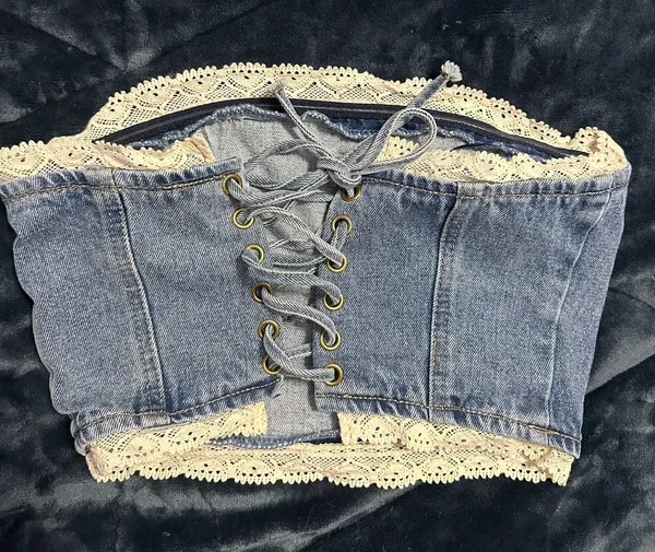 Edikted Denim Tube Top - Image 2