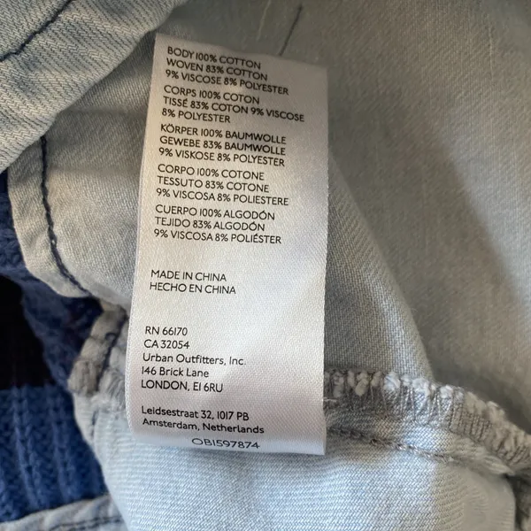 Pilcro Mixed Media Striped Sweater Womens Size‎ XS Blue Denim Layered Knit Top - Image 9