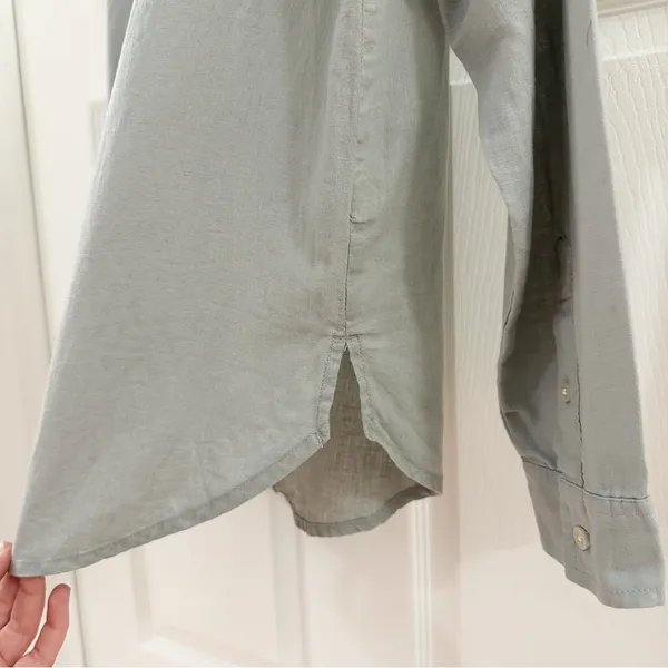 NWT Abercrombie & Fitch Boyfriend Linen Button Down Shirt Sage Green sz Medium - Image 3