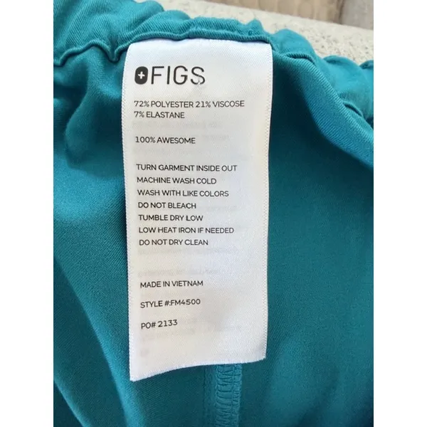 FIGS Teal Scrub Pants Drawstring Elastic Waist – Size L (34–39) Inseam 30 - Image 5