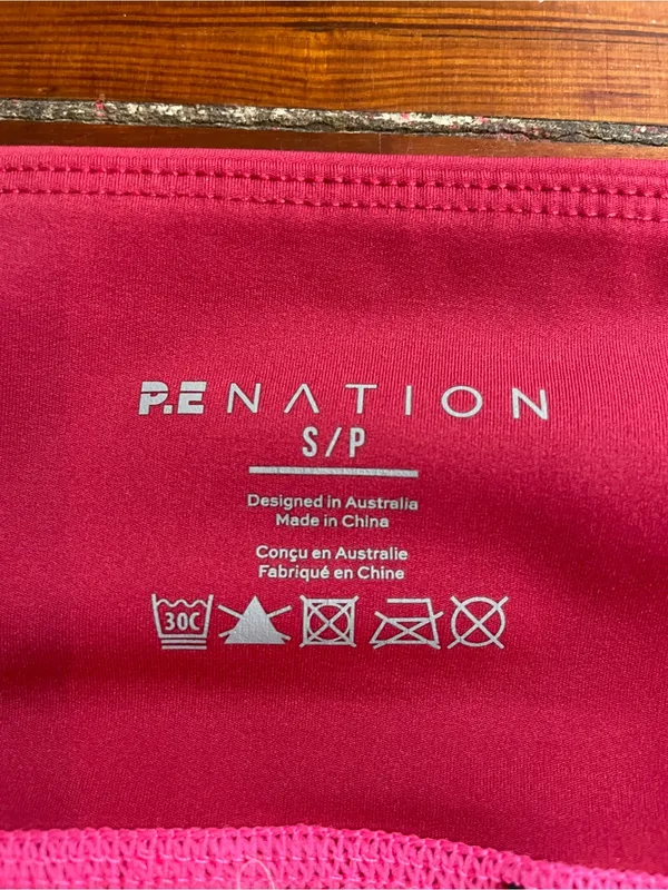 P.E Nation Flyaway Colorblock Bike Shorts Knockout Pink Sz S 💛🎀 - Image 7
