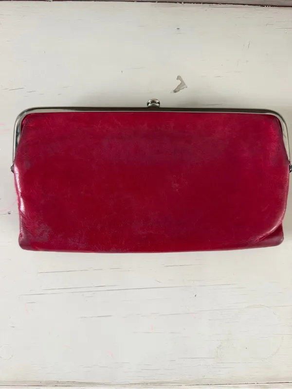Hobo Lauren Double Frame Clutch Wallet Red Leather Kiss Lock Organizer - Image 2