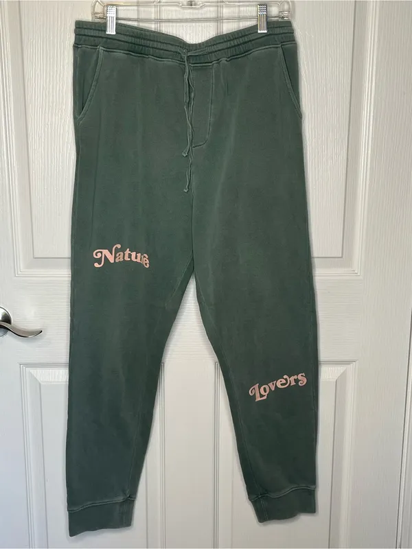 Peanut Butter Jelly Sage Green Nature Lovers Graphic Sweatpants Sz L Joggers - Image 10