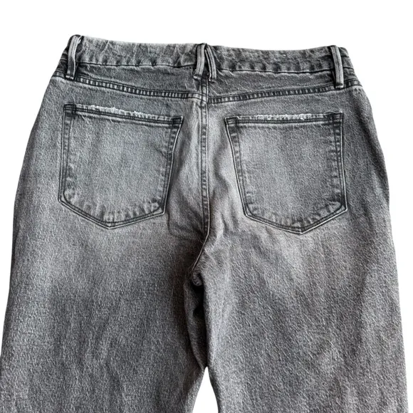 Good American Size 10/30 Curvy Twist Straight Leg Jeans Washed Black‎ Split Hem - Image 8