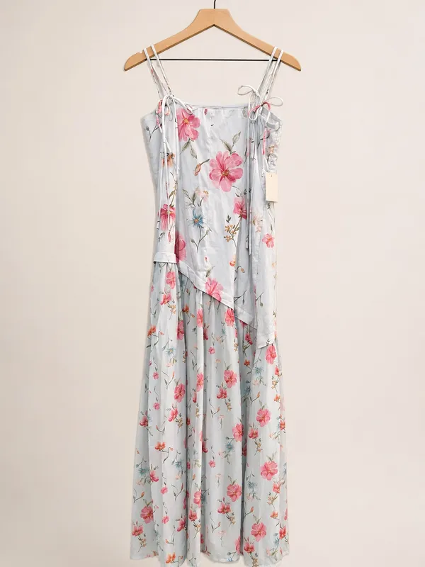 Petal & Pup Light Blue Floral Maxi Dress with‎ Pink Blooms Size 8 NWT - Image 4
