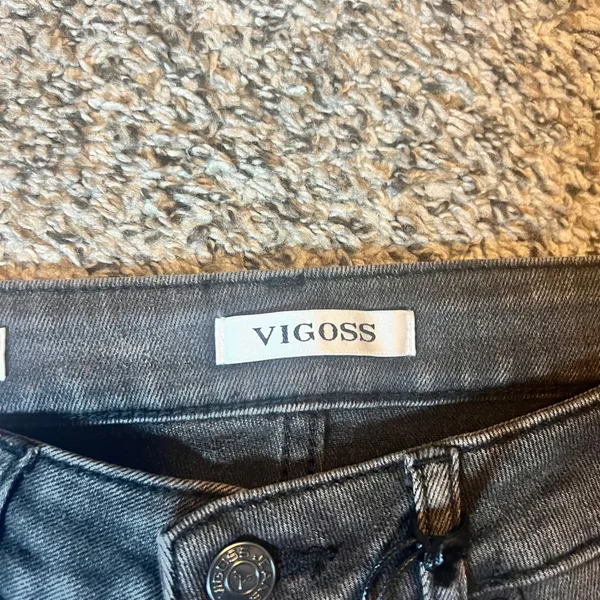 VIGOSS Stevie Crop Straight Jeans Dark Wash‎ Distressed Flair Size 27 - Image 2