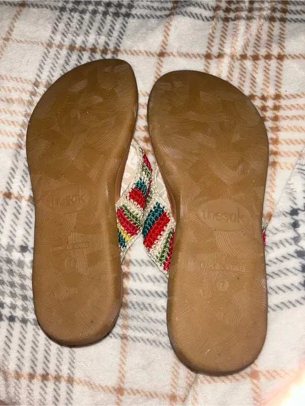 The Sak Shana Multicolor Crochet Hippie Thong Boho Sandals Stripe Size 7 - Image 4