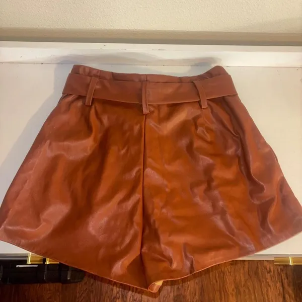 DO+BE Brown Leather Shorts - Image 2