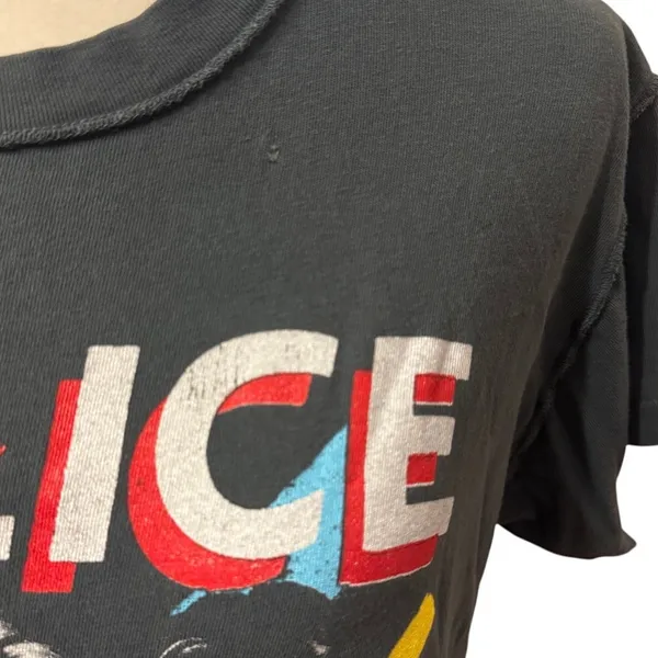 Daydreamer "The Police" Graphic Band Tee, Distressed Raw-Edge, Black, Size M - Image 5