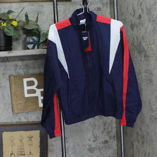 NWT Reebok Womens Pocket Nylon Track Jacket IU0779 Vector Navy Blue S - Image 2