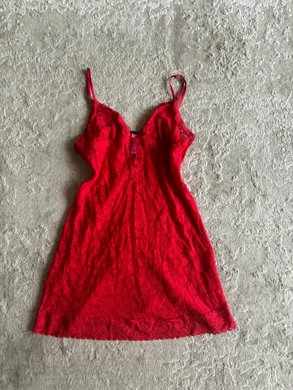 Victoria’s secret the lacie red all over lace chemise slip dress - Image 4