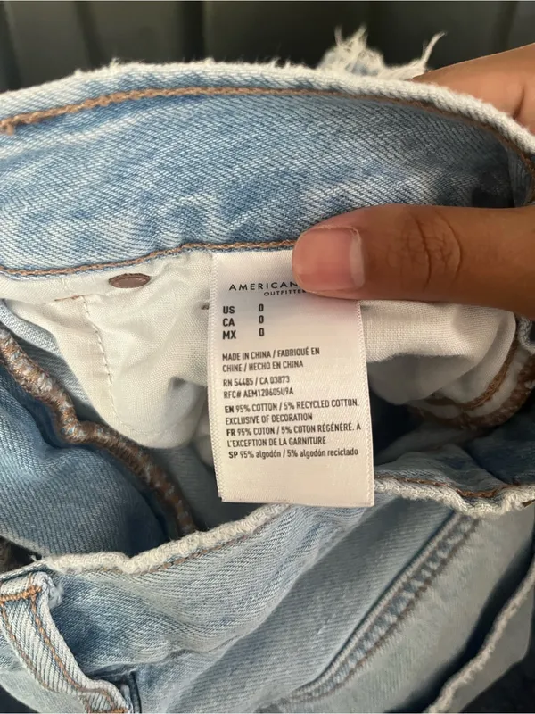 American Eagle Highest Rise Baggy Denim Shorts 0 Light Wash Distressed Casual - Image 8