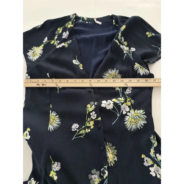Free People Lost in You Navy Floral Midi Dress Hi Low Size M Western Romantic - Image 7